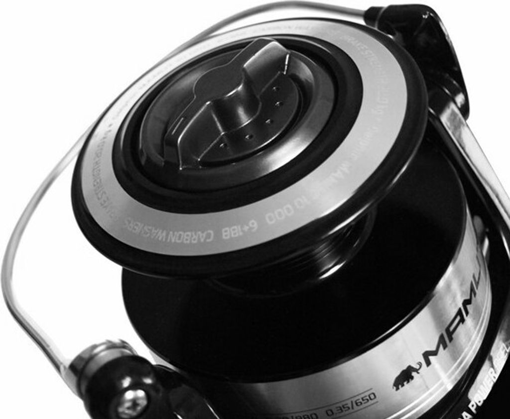 Close-up of a fishing reel.
