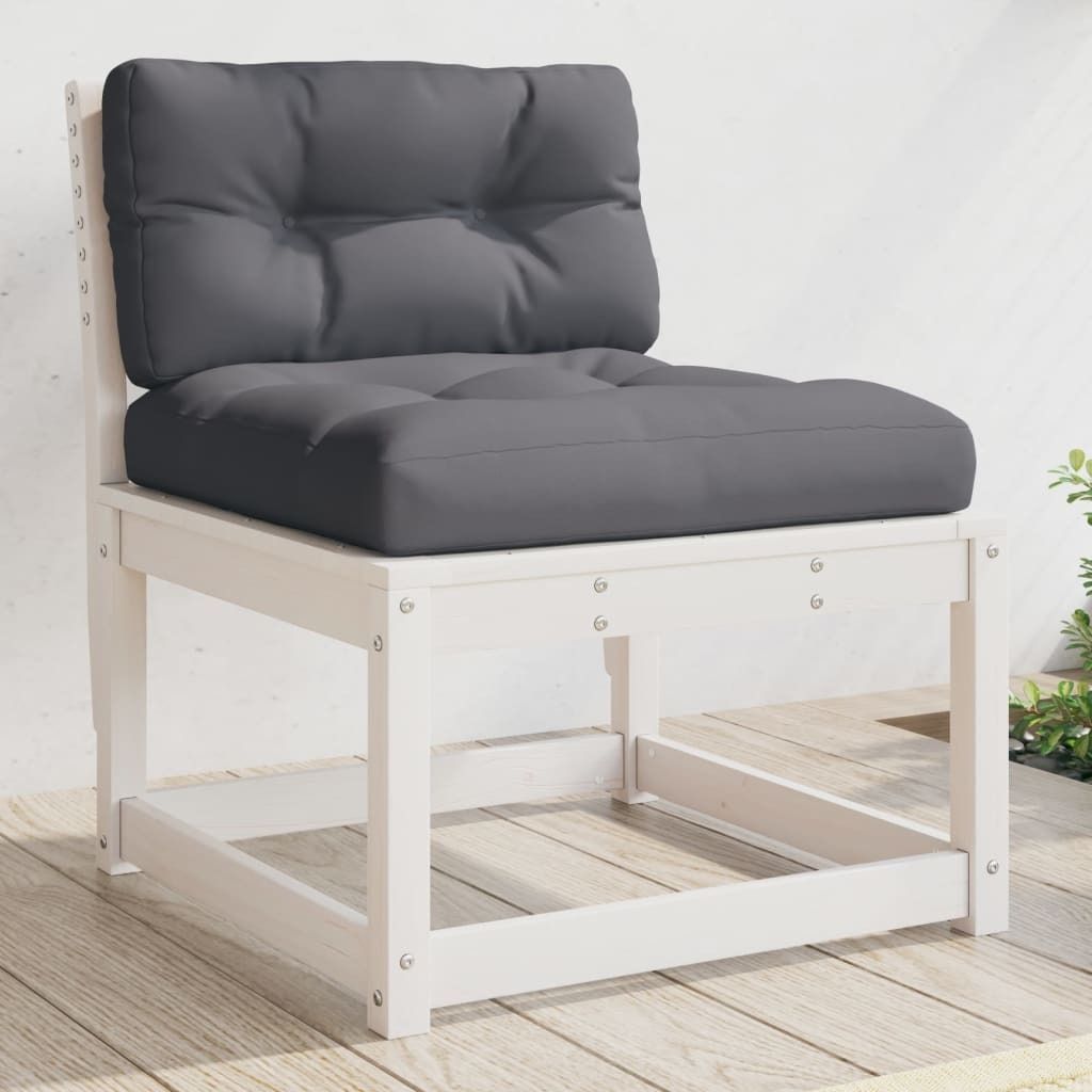 Design Gartensofa mit Kissen Weiß Massivholz Kiefer, Gartensofas 2024 Neu