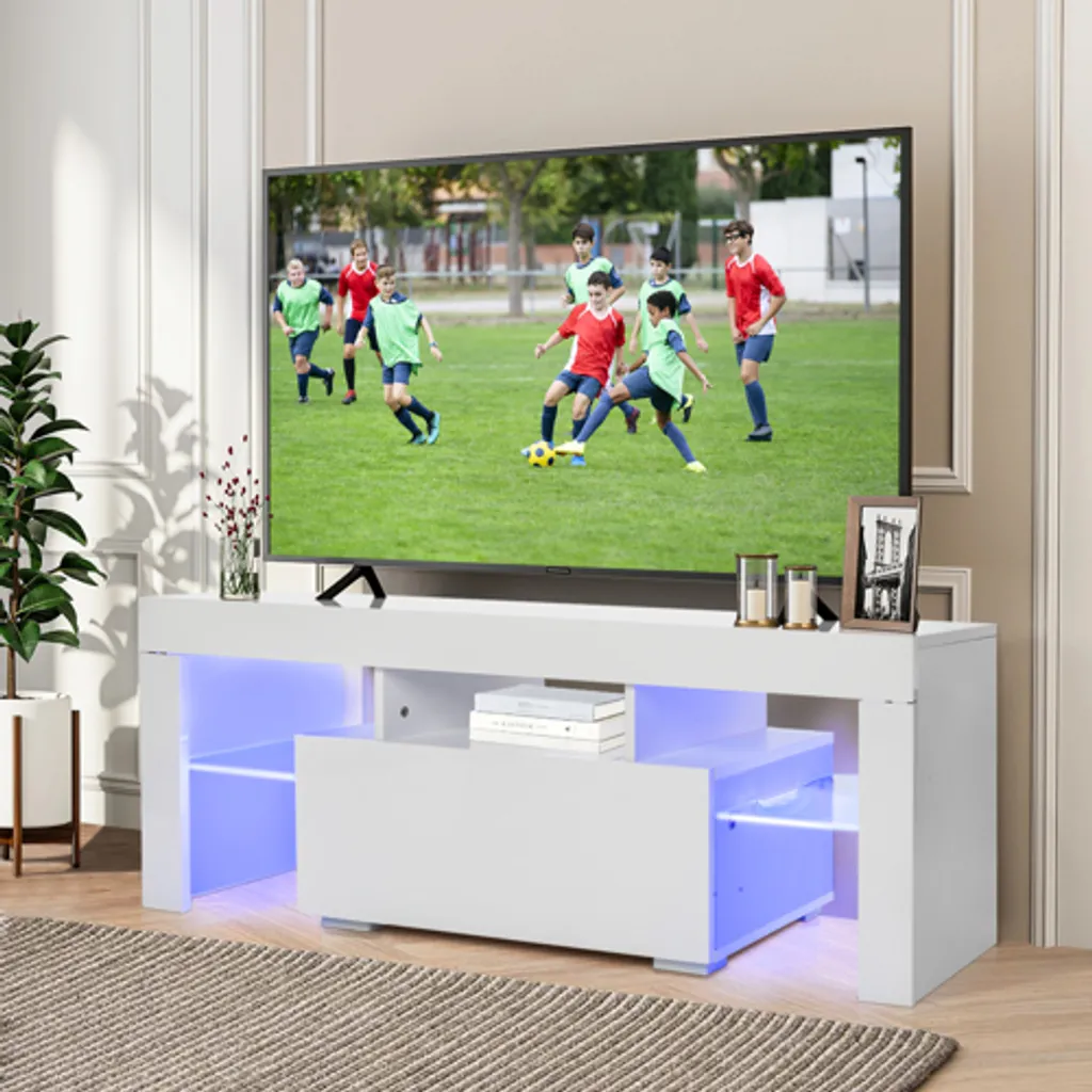 Mobile Porta TV Moderno Bianco LED 130cm FCH - Design Minimalista