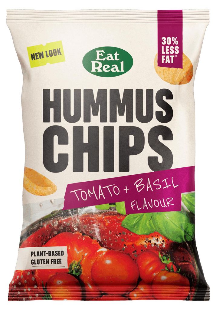 Eat Real Hummuschips Tomato&Basil (110 gr) Productafbeelding 