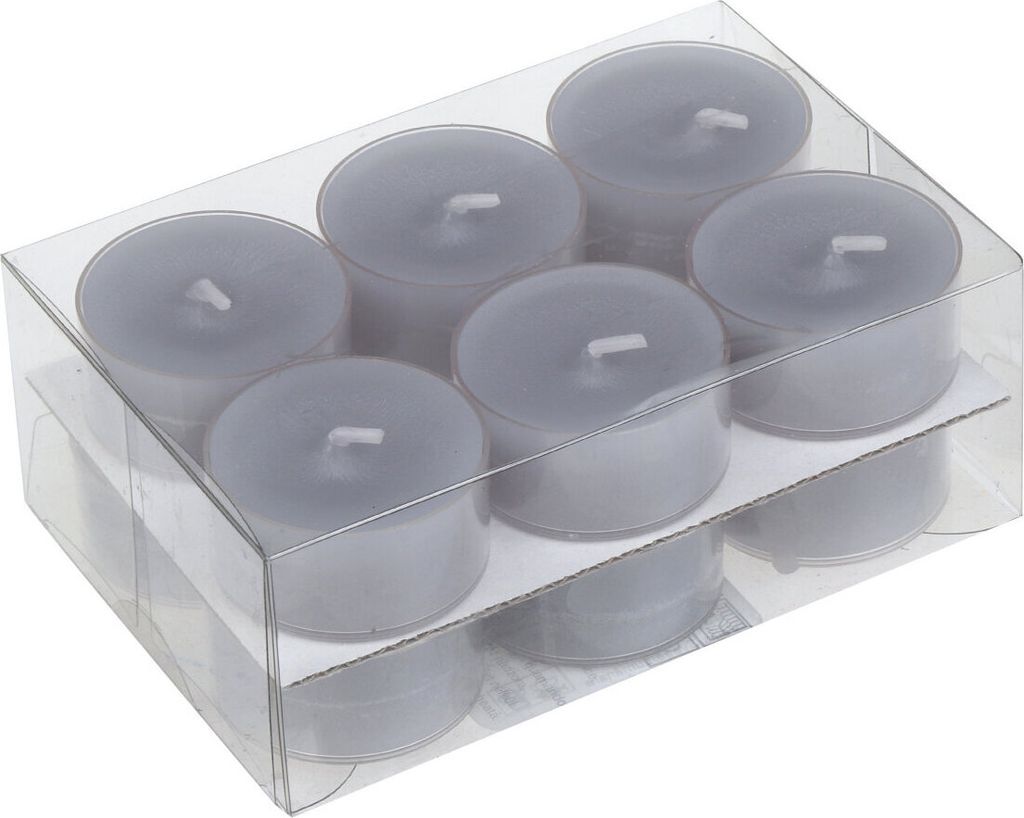 Teelichter in Kunststoffhülle Grau 18/38mm, 12er-Pack Produktbild 