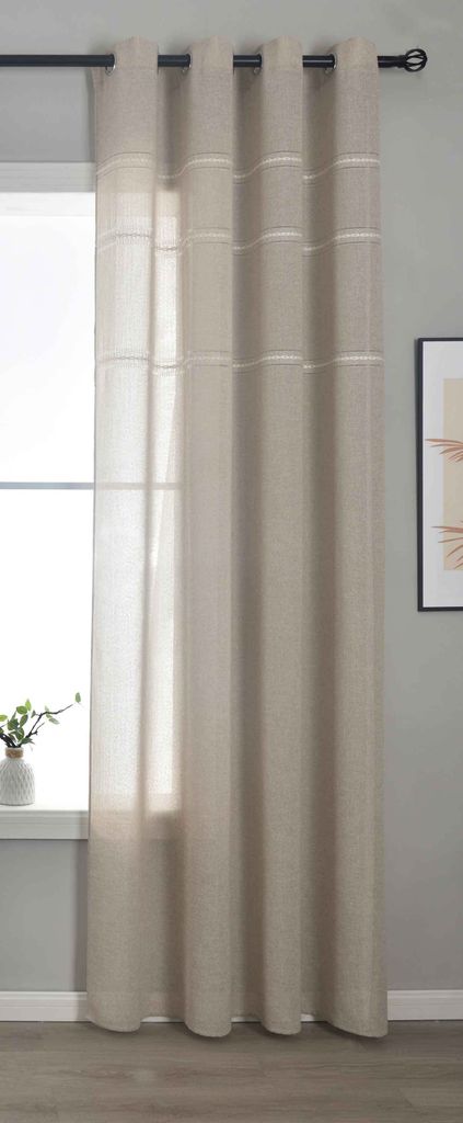 Halbtransparente Gardine mit Ösen HxB 245x145 cm Taupe »Leipzig« Kettenmuster lichtdurchlässig elegante Struktur 202450