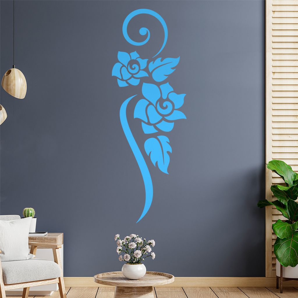 Blume - Linien Wandtattoo in 6 Größen - Wandaufkleber Wall Sticker - Dekoration, Küche, Wohnzimmer, Schlafzimmer, Badezimmer