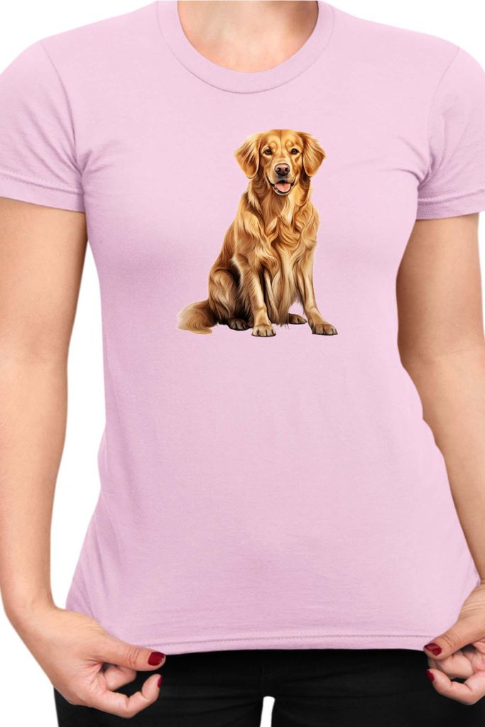 Damen T-Shirt Dogs Breeds Golden Retriever Dog Breed 008, Lady XS / Hellrosa