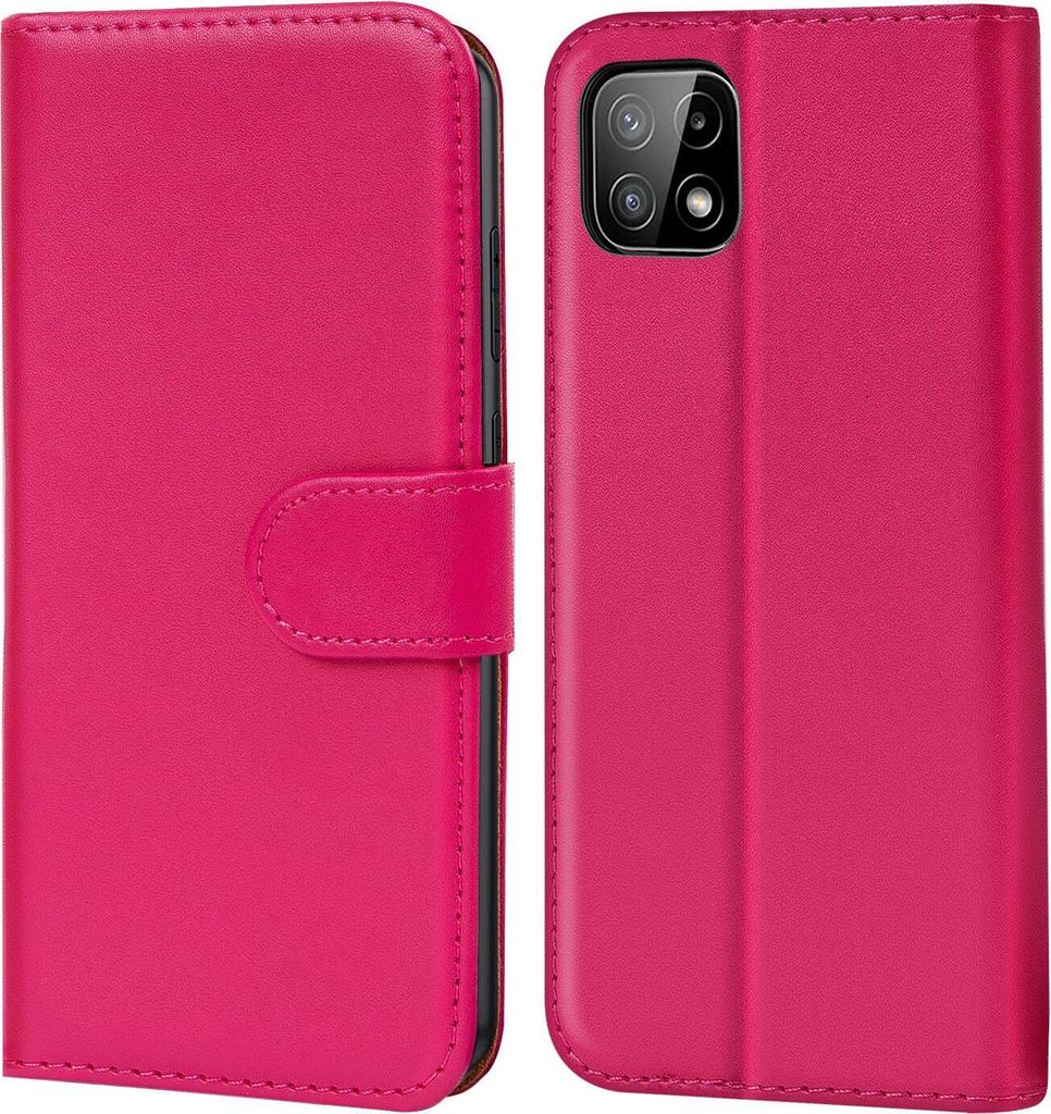 Conie Klapp Tasche für Samsung Galaxy A22 5G Kartenfach Rundumschutz Hülle in Pink