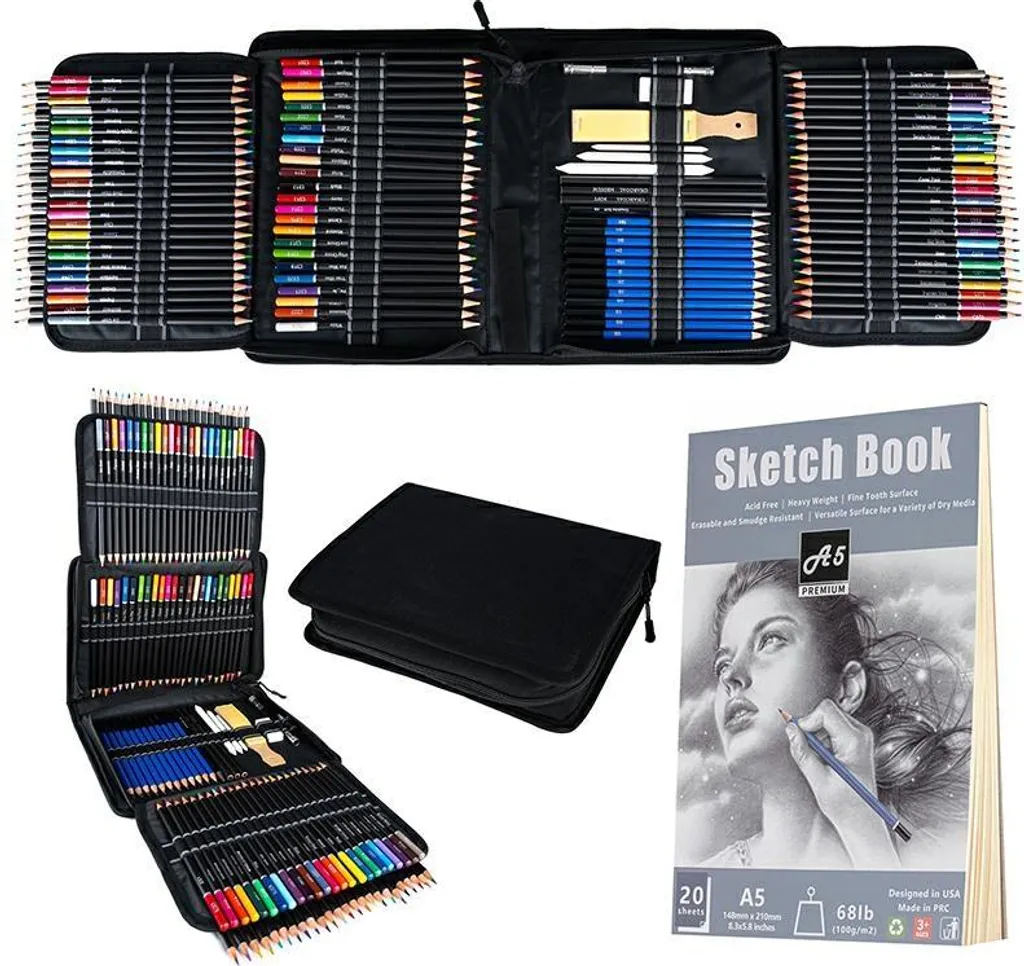 Set de dessin et peinture K101H complet avec crayons graphite et fusains