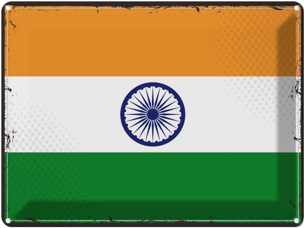 vianmo Blechschild 30x40 cm Indiens Retro India Flagge Fahne Wappen