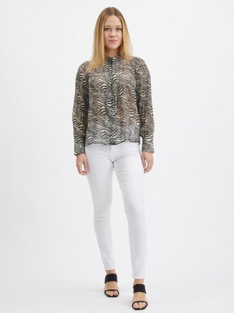 Orsay Schwarze gemusterte Damenbluse 650235-660000__34