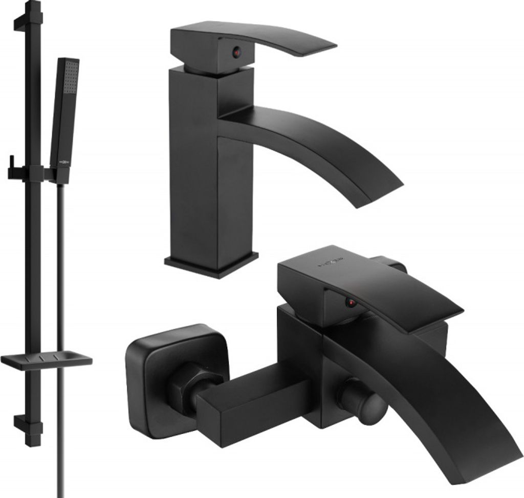 Mexen Libra DQ77 Badewannenset, Schwarz - 745103DQ77-70