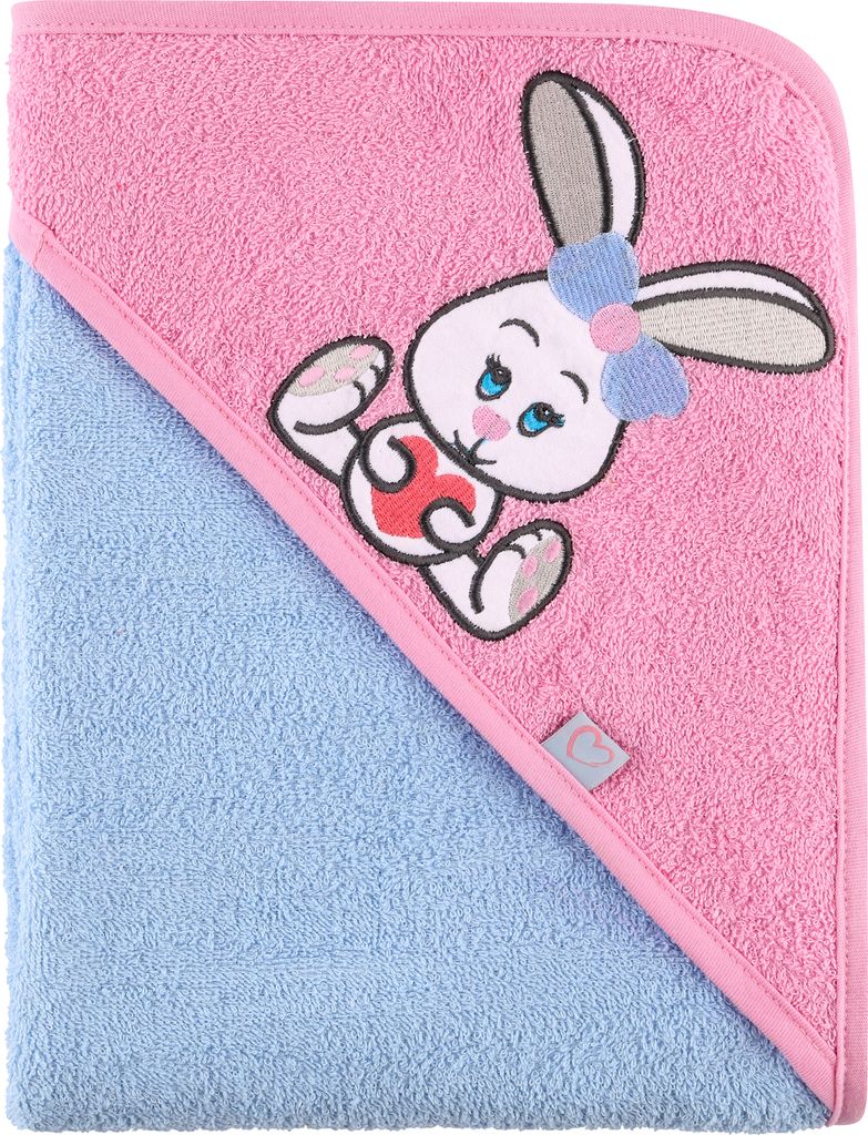 Be Mammy Kapuzenhandtuch Babyhandtuch aus Baumwolle 100cm x 100cm BE20-240-BBL (Hellblau - Hase, 100 cm x 100 cm)