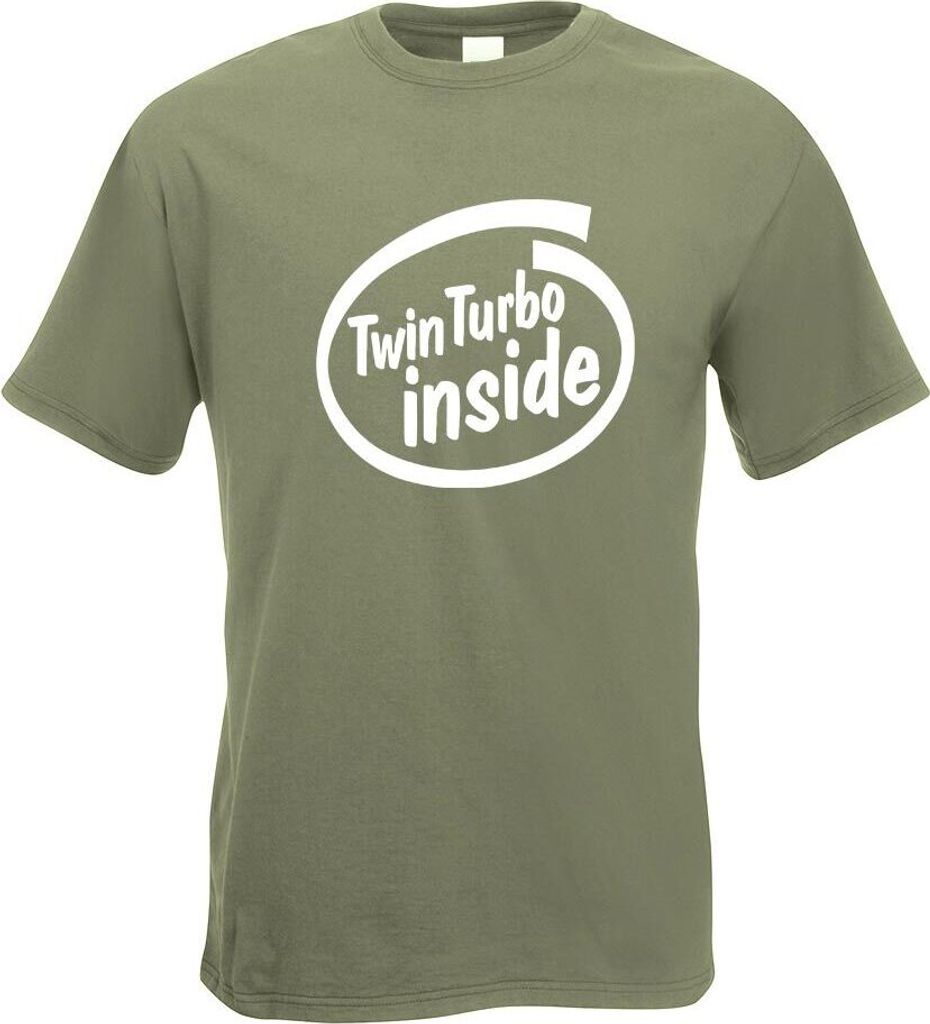 Kiwistar - T-Shirt - Olive - Twin Turbo Inside Motiv Bedruckt Funshirt Design Print - mit Motiv Bedruckt - Funshirt Design - Sport - Freizeit - Her...