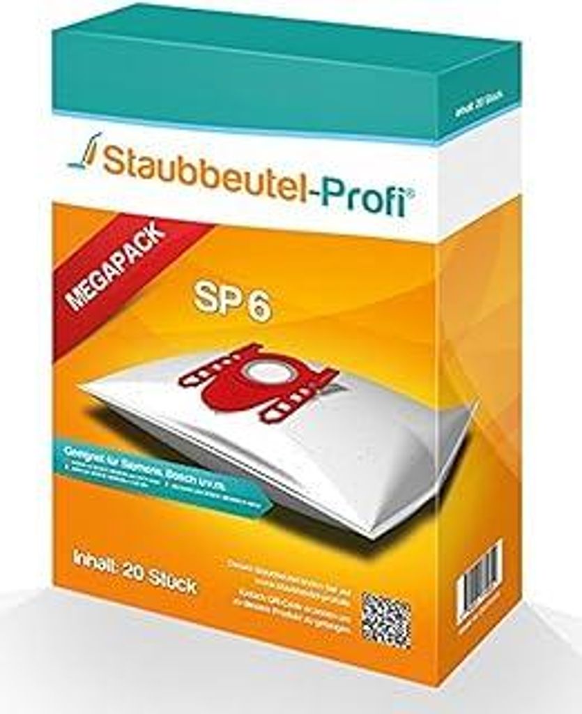 20 Staubsaugerbeutel SP6 geeignet für Siemens VS06A111