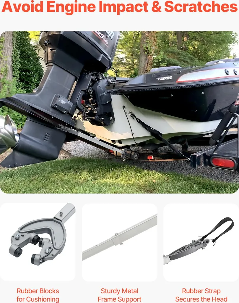 VEVOR Protezione regolabile per specchio di poppa Transom Saver (812,8-1117,6 mm) con testa robusta, protezione per specchio di poppa resistente alla corrosione Motori fuoribordo inferiori a 100 CV, per rimorchi per scooter d'acqua - 3