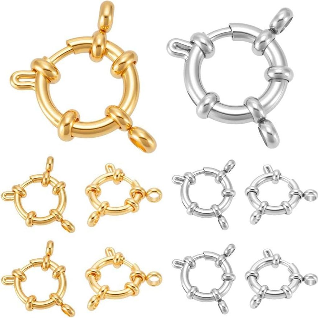 10 Stück 2 Farben Frühling Verschlüsse Edelstahl Ring Verschlüsse - 14mm Breit