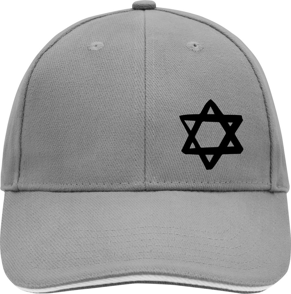 Huuraa Cappy Mütze Davidstern Judentum Dark Grey/White Baumwolle 6-Panel Kappe Geschenkidee