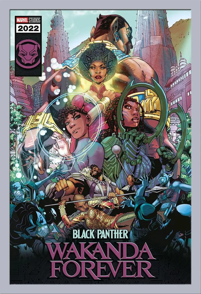Poster Black Panther Wakanda Forever con Cornice Argento Shinsuke