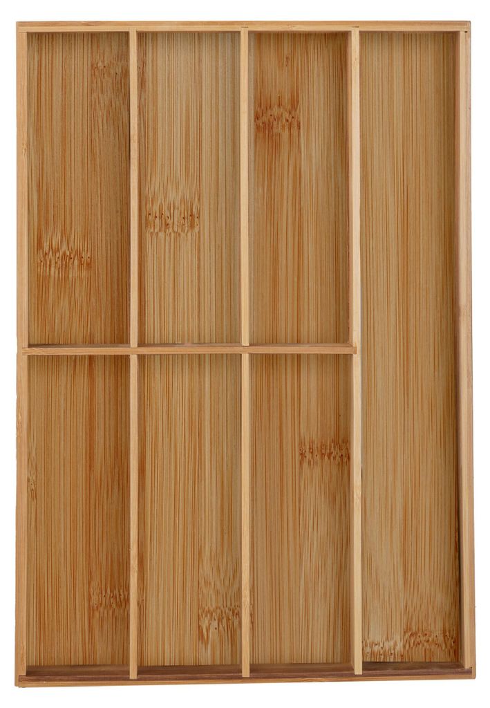 Relaxdays Besteckkasten, 7 Fächer, Bambus, Schubladenkasten Produktbild 