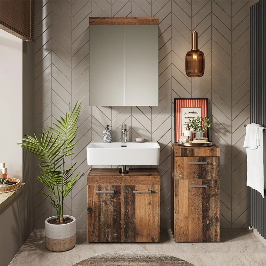 Meubles salle de bain Vicco Luna Oldstyle 3 pièces finition robuste