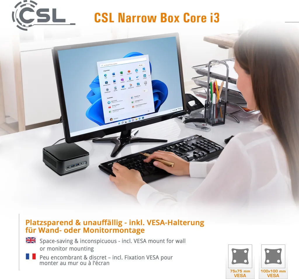 Unité Centrale Compacte Core i3 8 Go RAM 500 Go SSD sous Windows 11 - 8