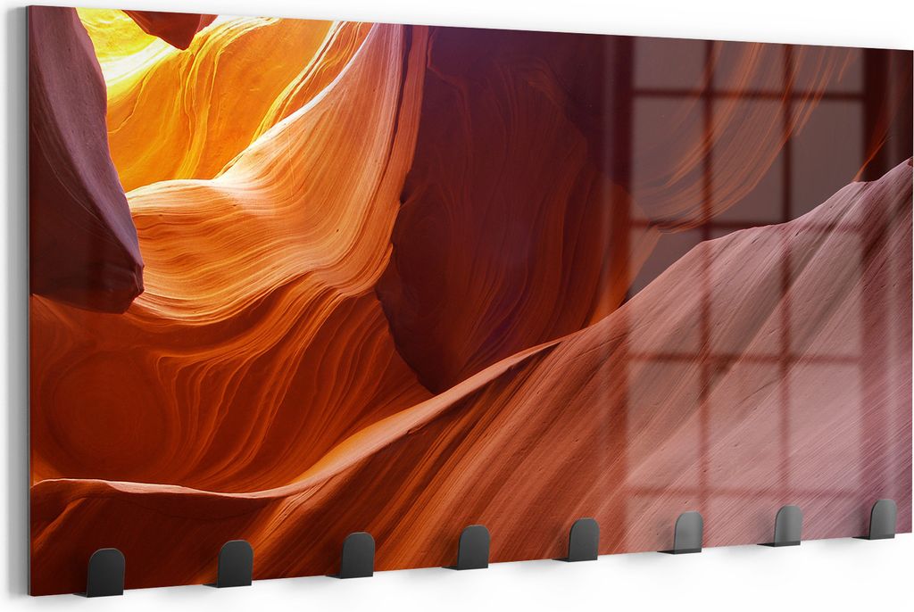 DEQORI Kleiderhaken Glas 60x30 cm 'Lichtspiel des Feuerfels' Wand Garderobe beschreibbar Paneel