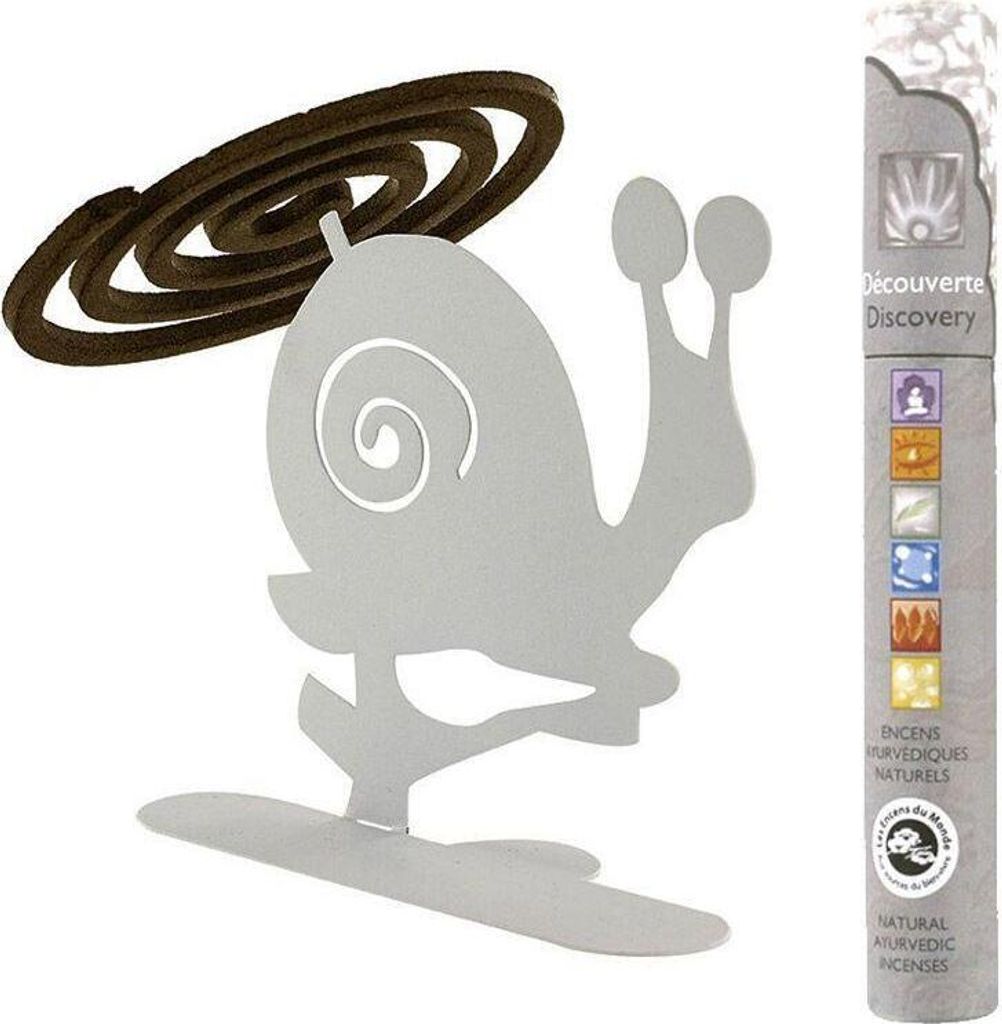 Räucherstäbchenhalter für Spiralen Alfredo, die Schnecke + 14 natürlichen ayurvedischen Räucherstäbchen