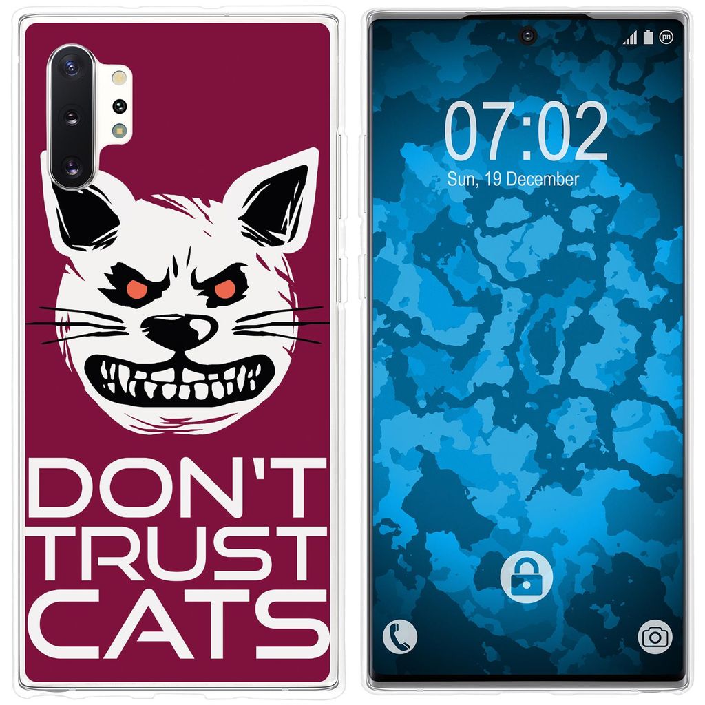 PhoneNatic Case kompatibel mit Samsung Galaxy Note 10+ Silikon-Hülle Crazy Animals Katze M1