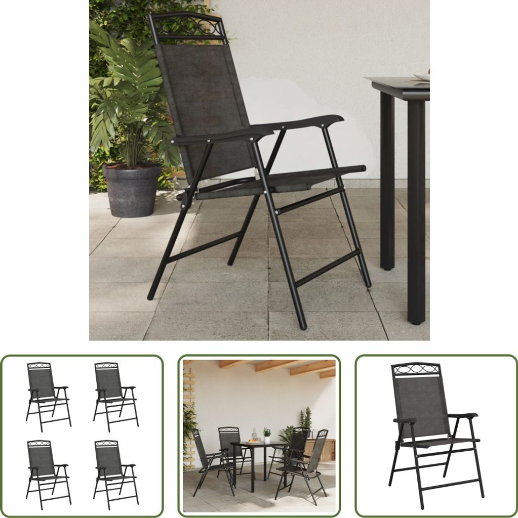 The Living Store Klappbare Gartenstühle 4 Stk. Graumeliert Stahl und Textilene