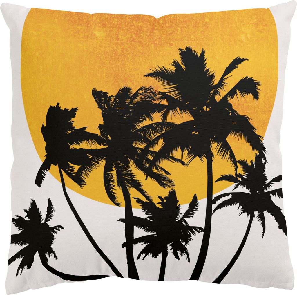 Dekokissen Natur draußen / Outdoor Zierkissen waschbar Palme gold Tropisch Sofakissen ohne Füllung