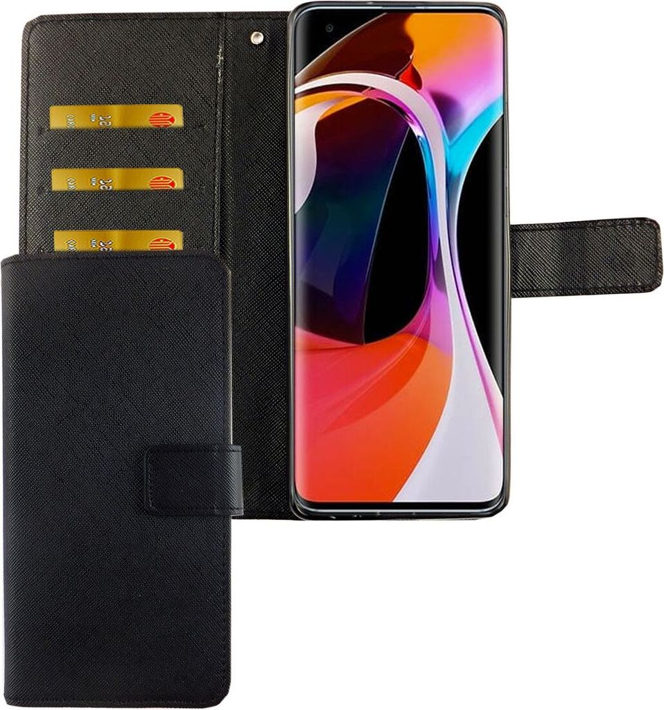 Xiaomi Mi 10 Tasche Handy Hülle Schutz-Cover Flip-Case mit Kartenfach, Farbe:Onyx Schwarz