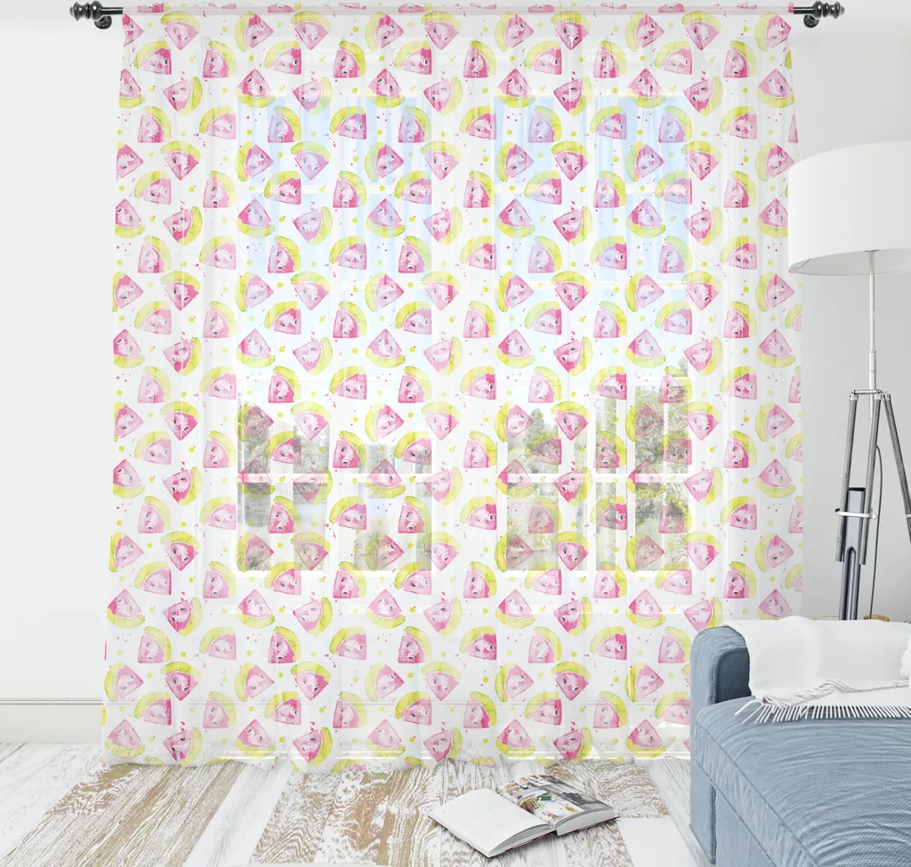 Décoration Murale Chambre ou Salon Tapisserie Aquarelle Fruitée Rose