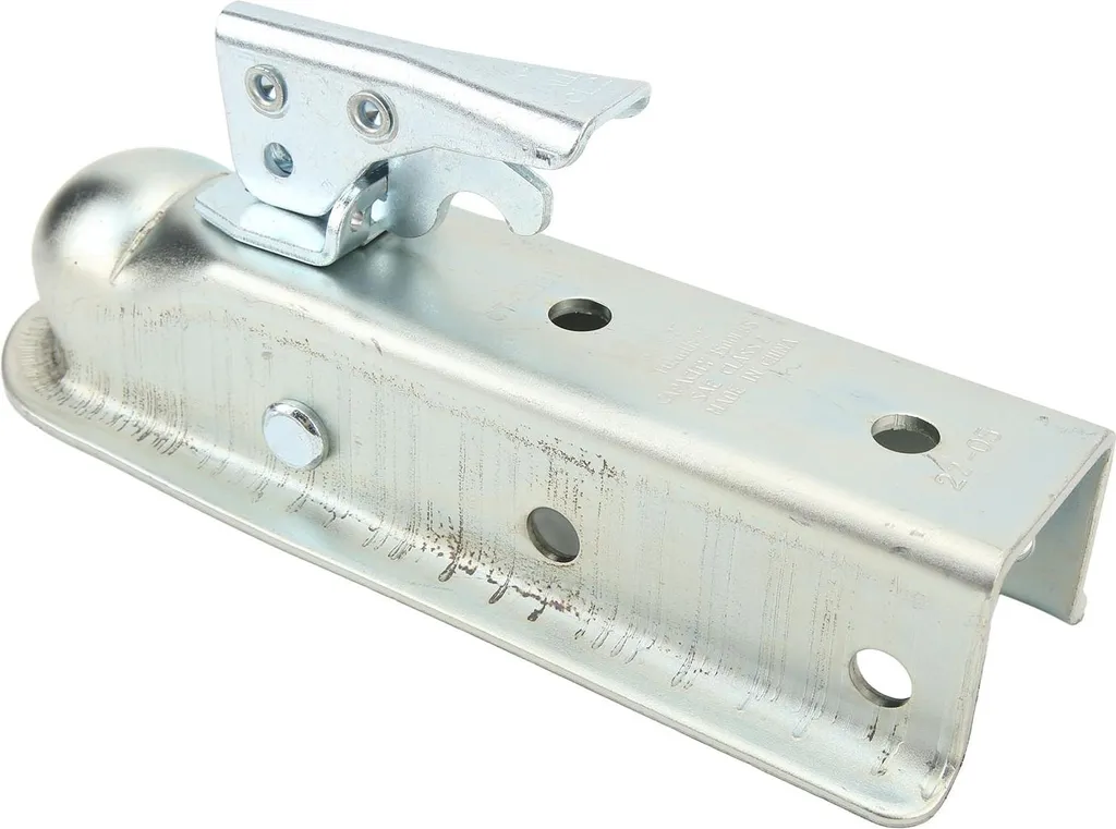 Gancio di traino con linguetta diritta, canale sferico da 50 mm, capacità di carico 3500 kg per tubo quadrato
