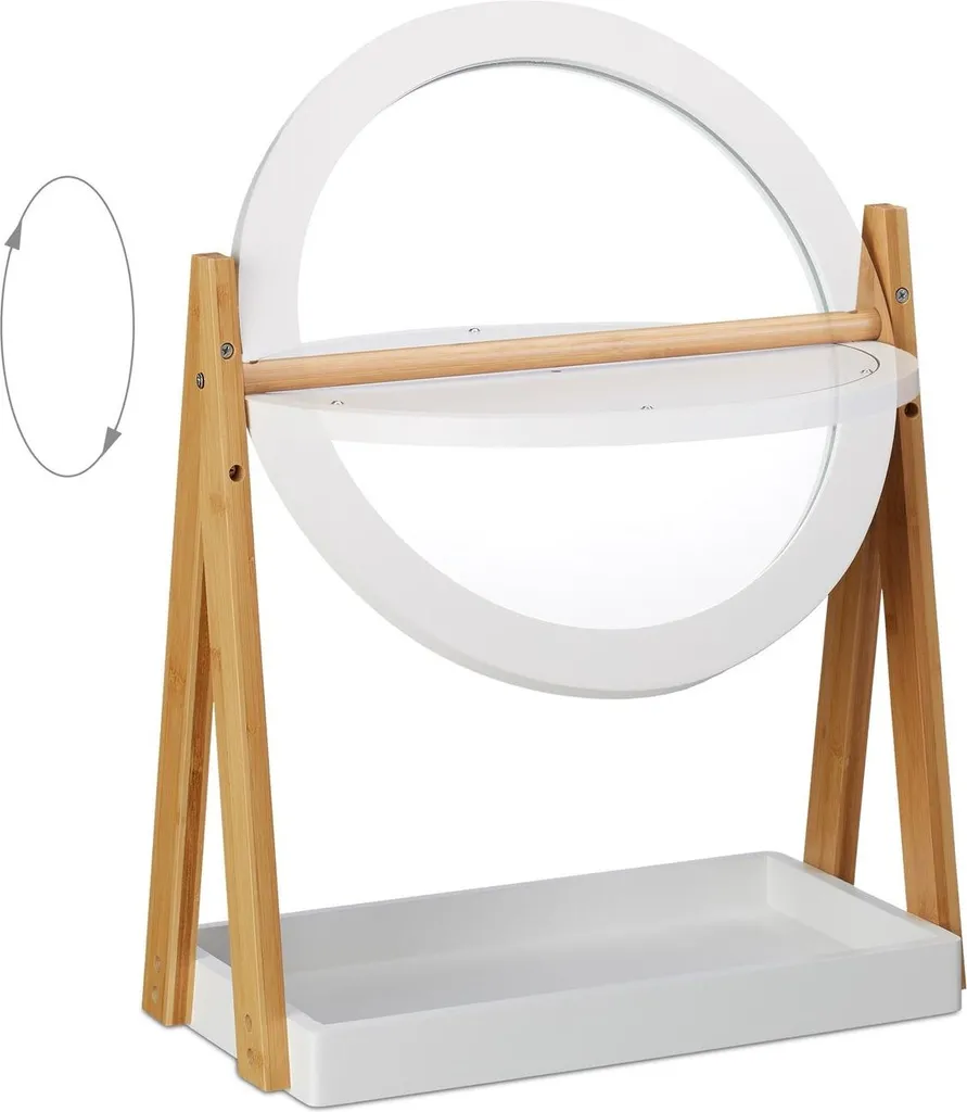 Miroir en bambou de haute qualité avec tablette de rangement compacte