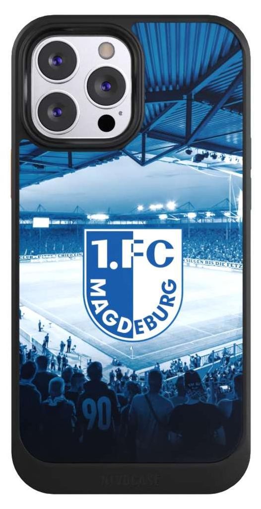 NIVOCASE Hülle für Apple iPhone 13 Pro Max Handyhülle NIVOcore Case Schwarz Stadion 1. FC Magdeburg 1. FCM