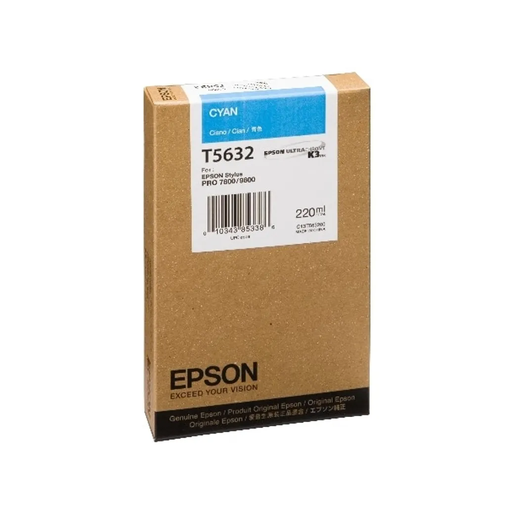 Cartouche Cyan Epson Stylus Pro 7800 et 9800 - Réservoir T5632 220ml