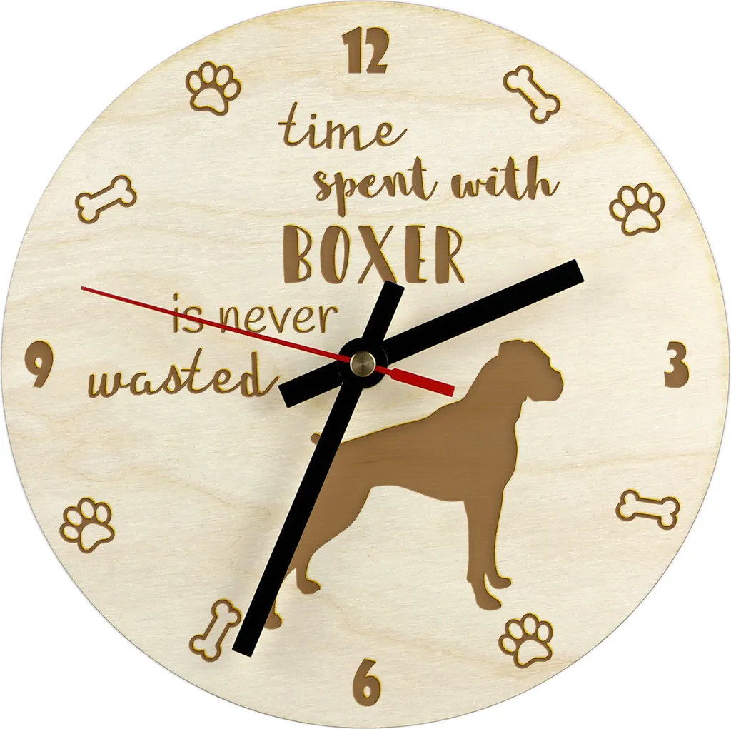 Orologio in Legno Boxer II Art-Dog - Personalizzabile e Facile da Montare