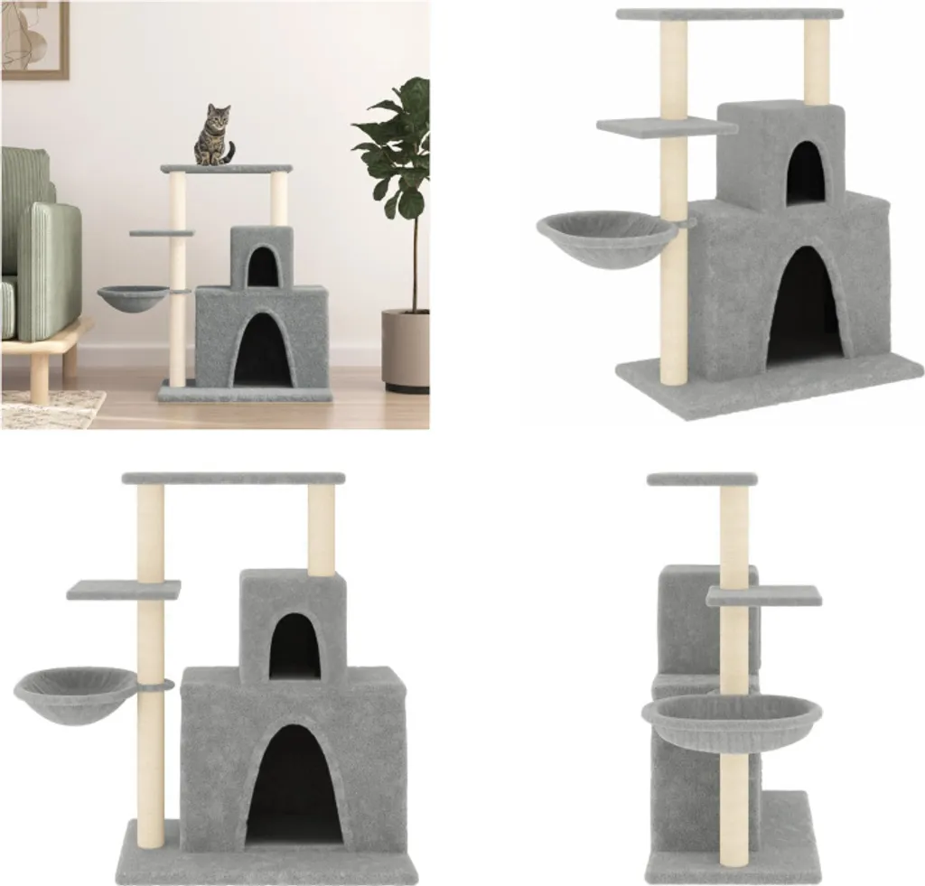 vidaXL Tiragraffi per Gatti 83 cm Grigio Chiaro | Albero in Sisal Robusto