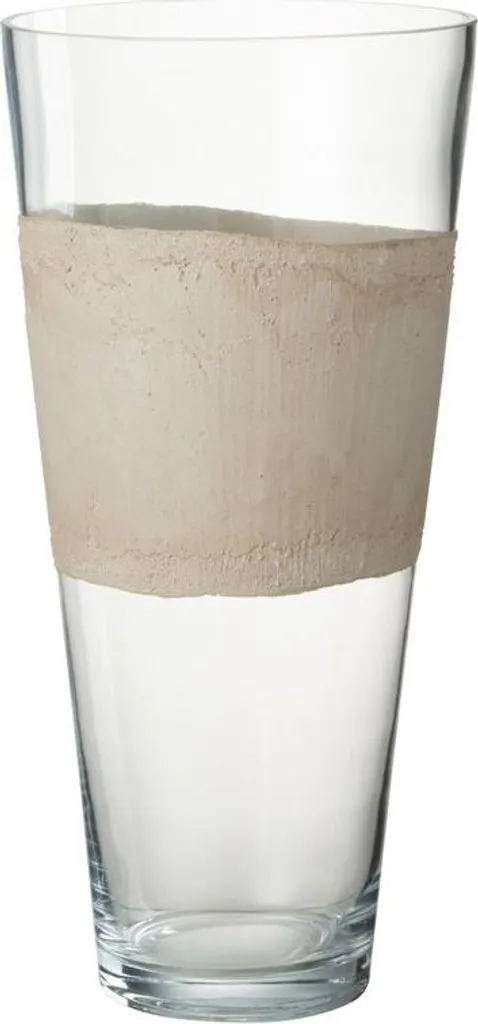 Vase en verre J-Line Delph transparent beige moyen, finition artisanale