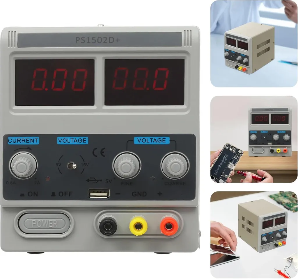 Alimentation DC stabilisée 0-15V 2A avec réglage de précision blanc pur