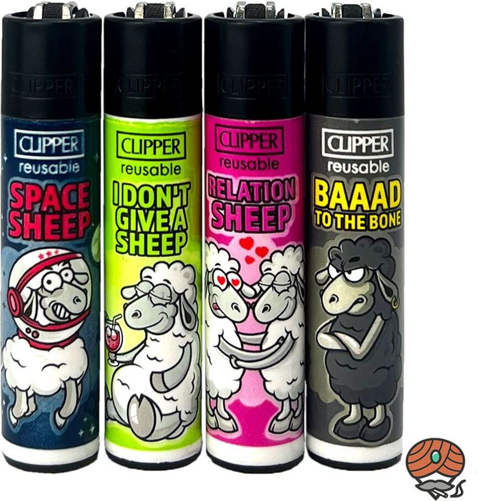 Clipper Reibradfeuerzeuge SHEEP, 4 Stück