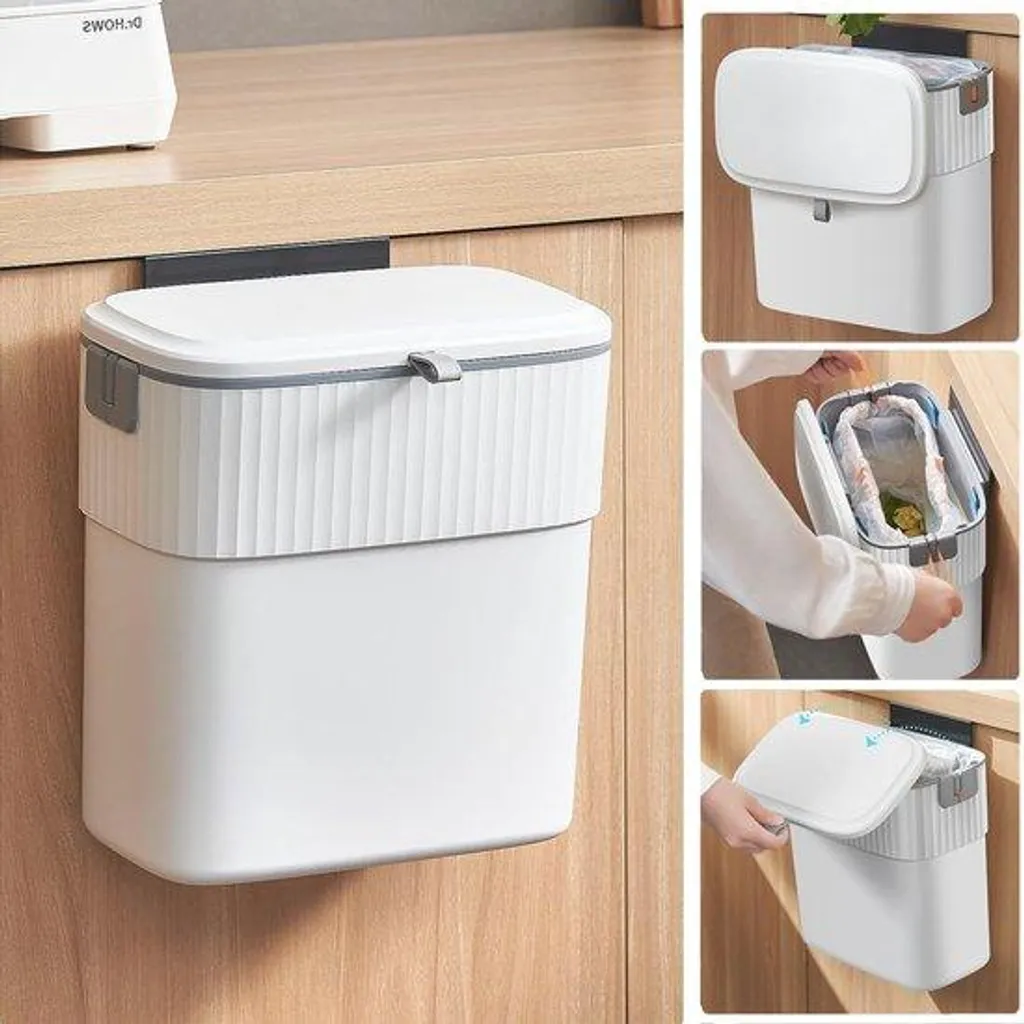 Petite poubelle 9L avec couvercle pour cuisine et salle de bains