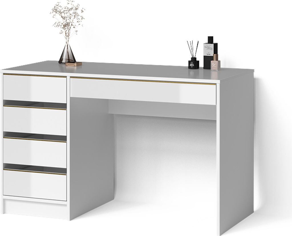 Schminktisch Livinity Imola Weiß/Gold ohne Spiegel, Model 52440