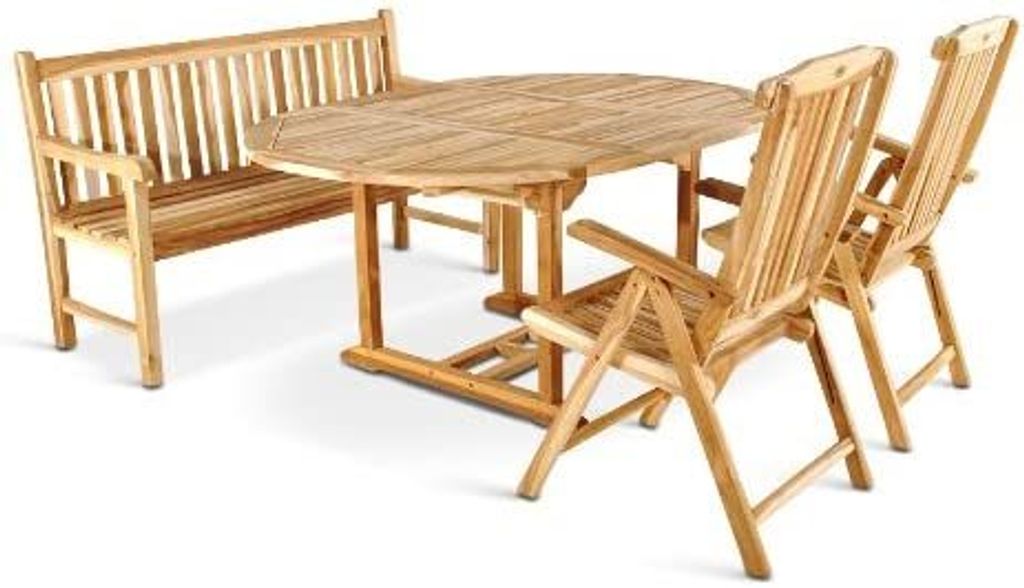 SAM Gartenmöbel Set 4tlg mit Bank Teak Gartentisch ausziehbar 120-170 cm BORNEO/ARUBA