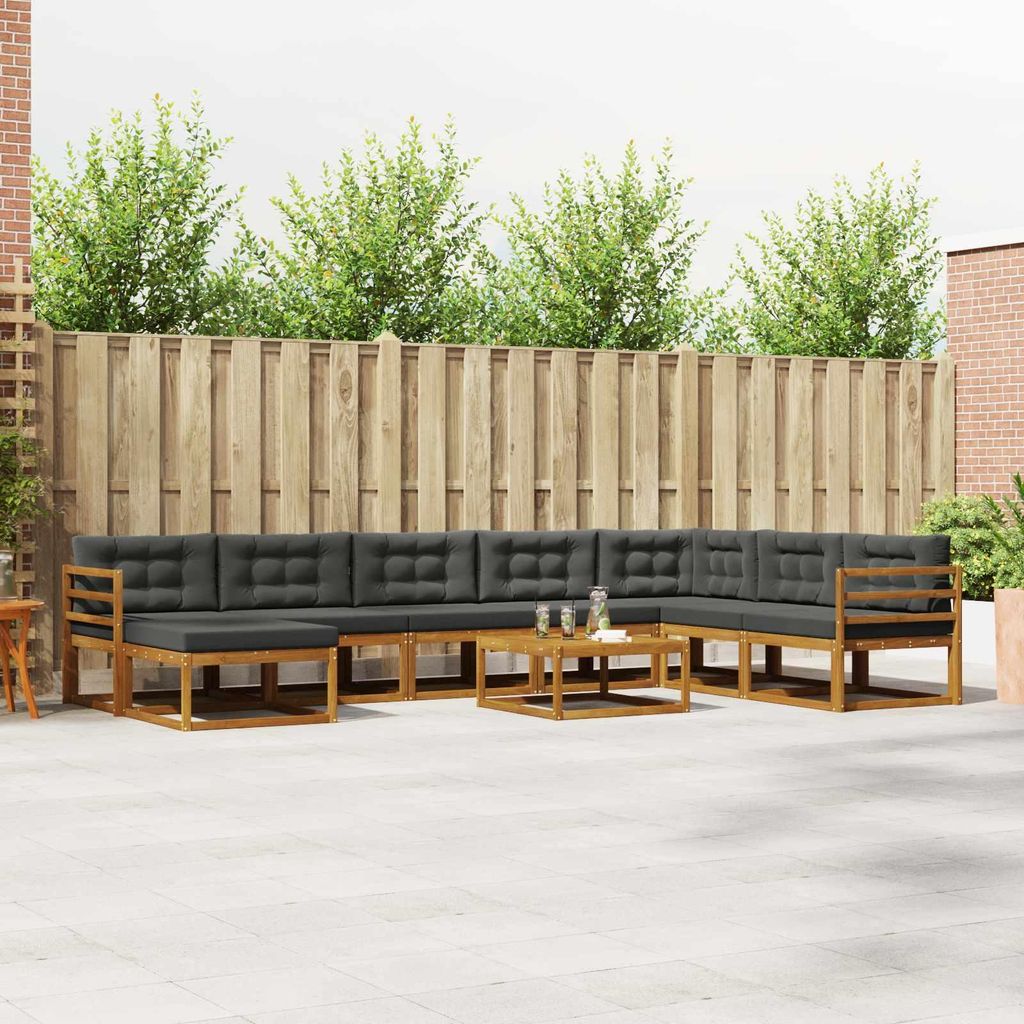 Outdoor-Sofagarnitur mit Kissen (9 pcs)- CLORIS - Natur und Anthrazit - Gartensofas C306