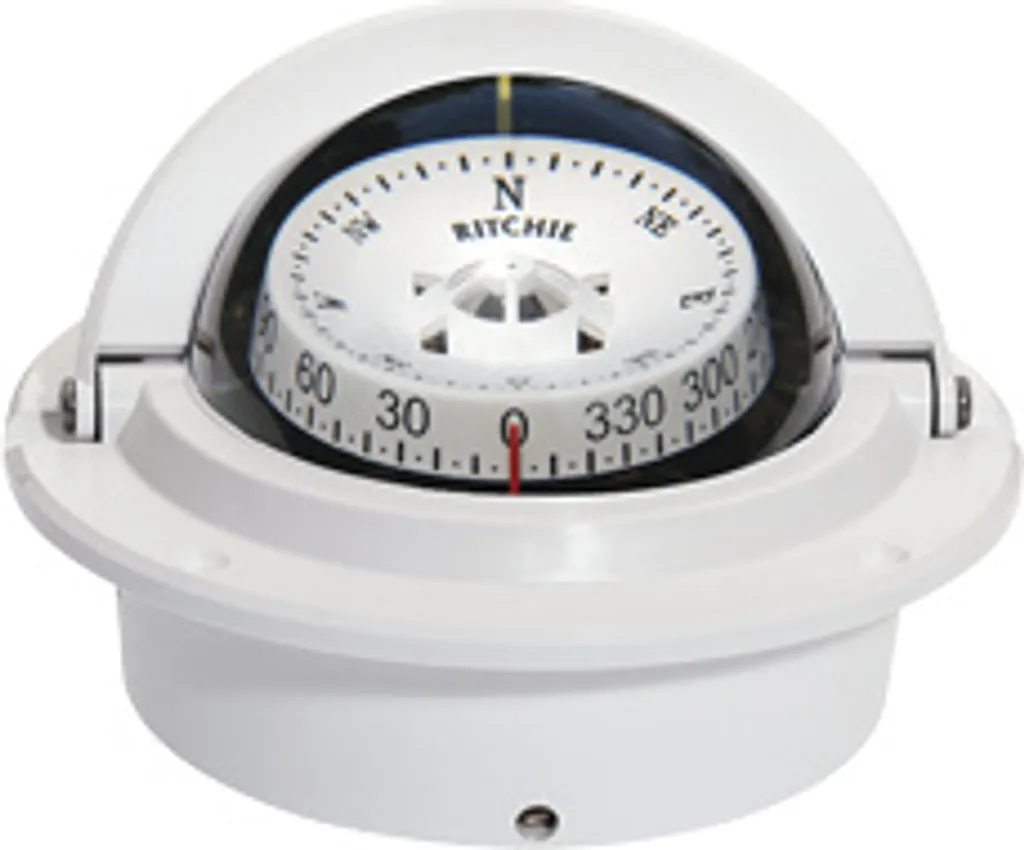 Boussole Ritchie Voyager F-83w Blanche à encastrer 12V avec Rose 76mm