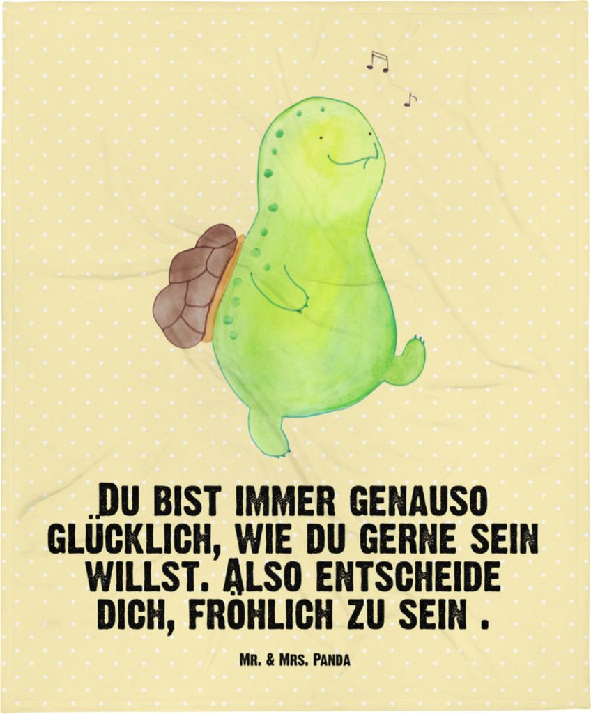 Mr. & Mrs. Panda Schlummerdecke Schildkröte Pfeifen - Gelb Pastell - Geschenk, Schmusedecke, Babydecke, Plaid, Fleecedecke, Erstlingsdecke, Schild...