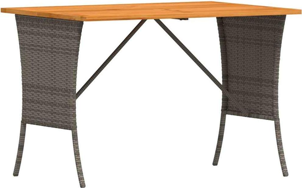 vidaXL Gartentisch mit Akazienholzplatte Grau 105x75x72cm Poly Rattan