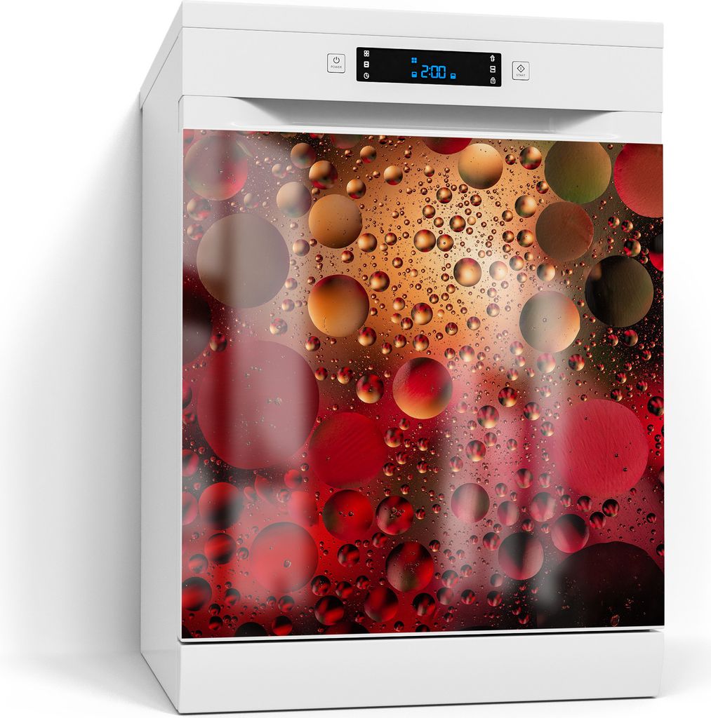 DEQORI Magnetmatte Spülmaschine Standard 60x60 cm 'Feurige Tropfen' Magnetfolie Deko-Folie