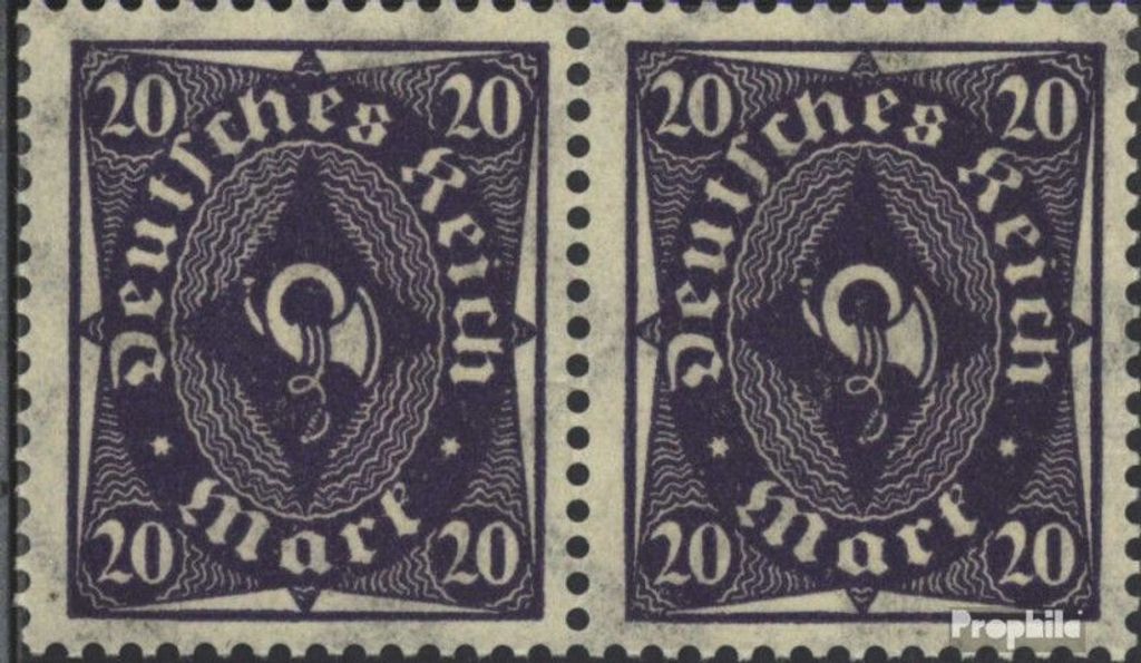 Briefmarken Deutsches Reich 1923 Mi 230W waagerechtes Paar Walzendruck postfrisch Posthornzeichnung