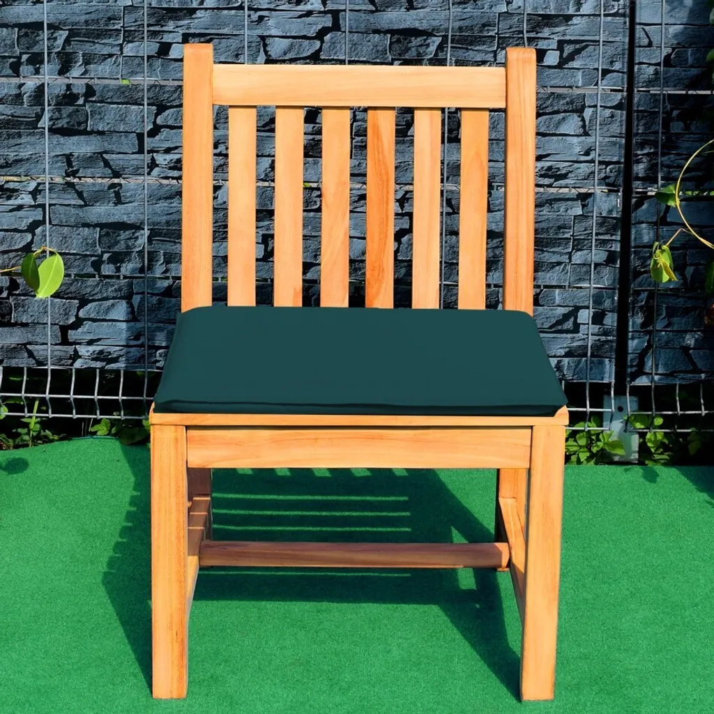 Siège de terrasse Piceno teck massif durable et coussin vert moelleux
