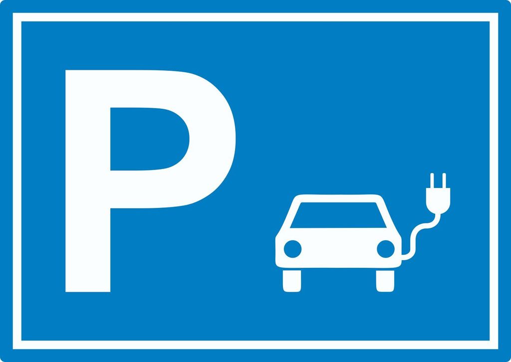 E-Auto Elektrofahrzeug Parkplatz Aufkleber waagerecht A9 (37x52mm)